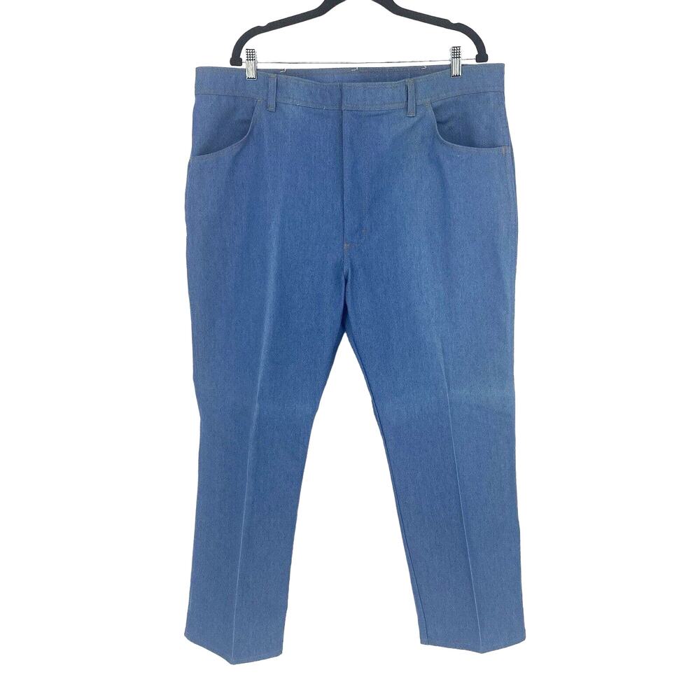 Vintage Wrangler Dress Jeans Mens 42x30 Blue USA Made Western Ranch Pants